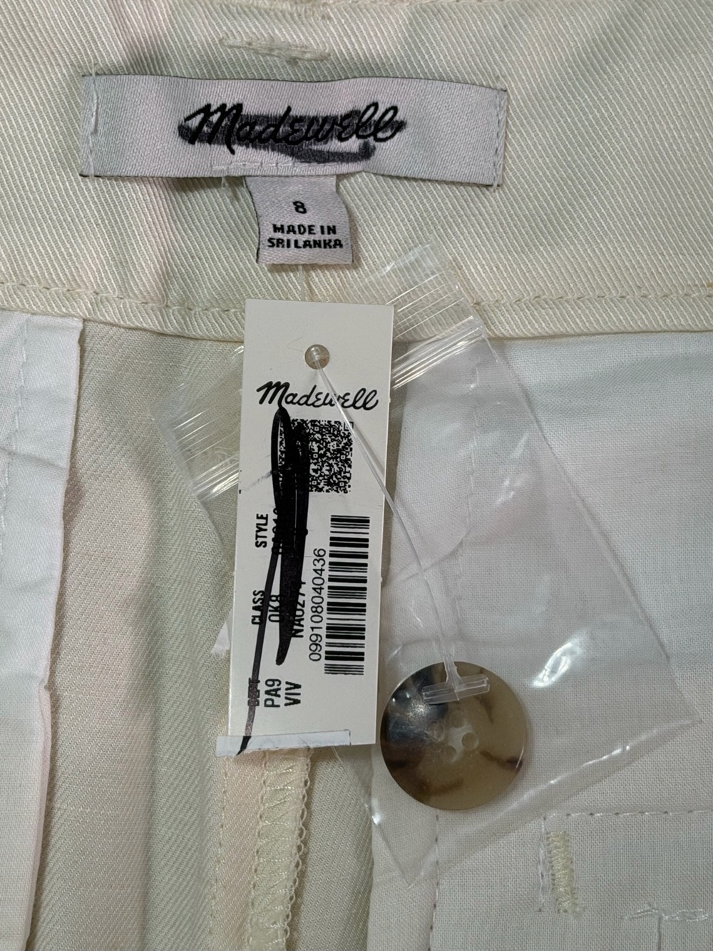 Madewell Barrel-Leg Drapey Twill Pants Vintage Ivory Size 8 NWT - Picture 9 of 12